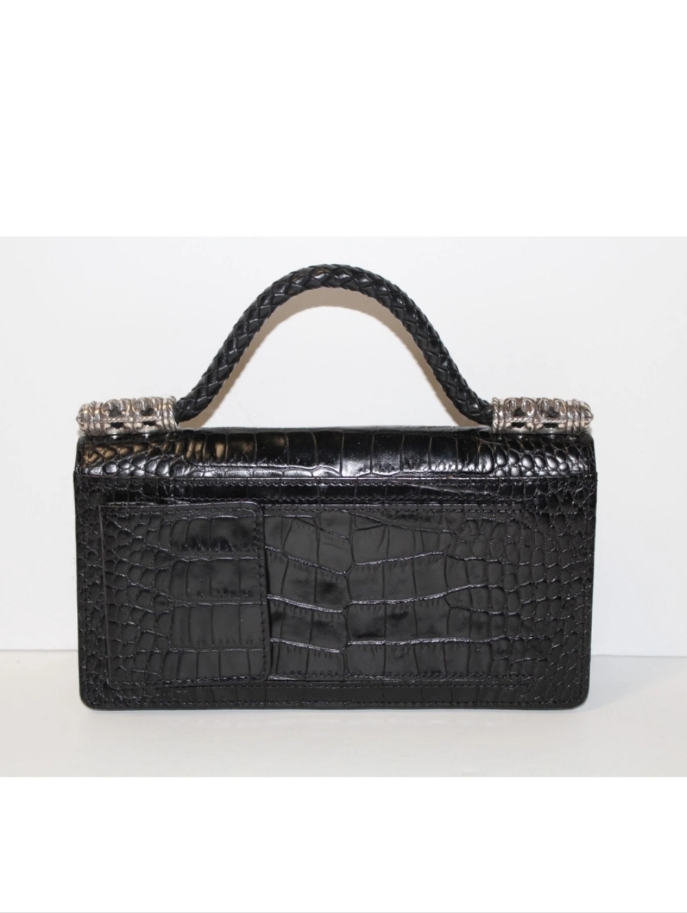 Brighton Black Croc-Embossed Top Handle Clutch- EUC - Picture 2 of 7